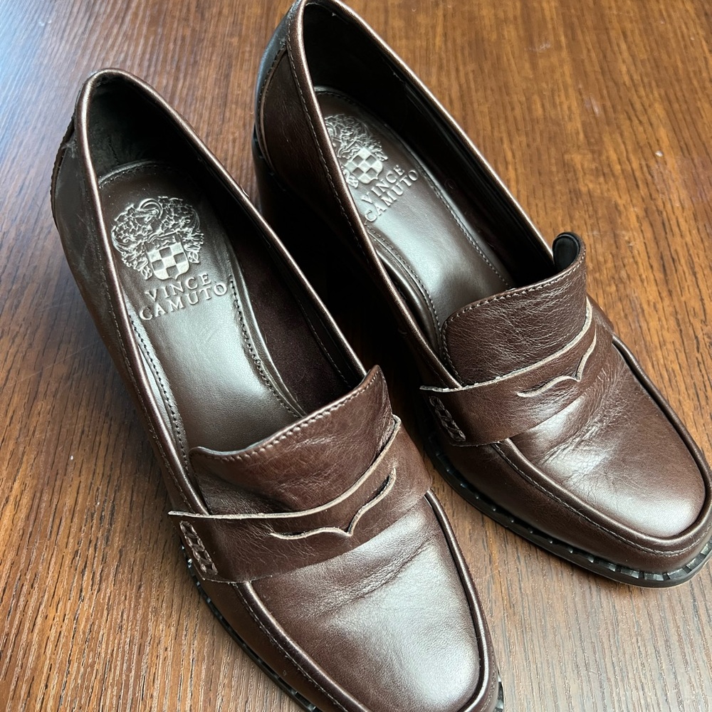 Vince Camuto Carigina Block Heel Leather Work Loafers, size 8